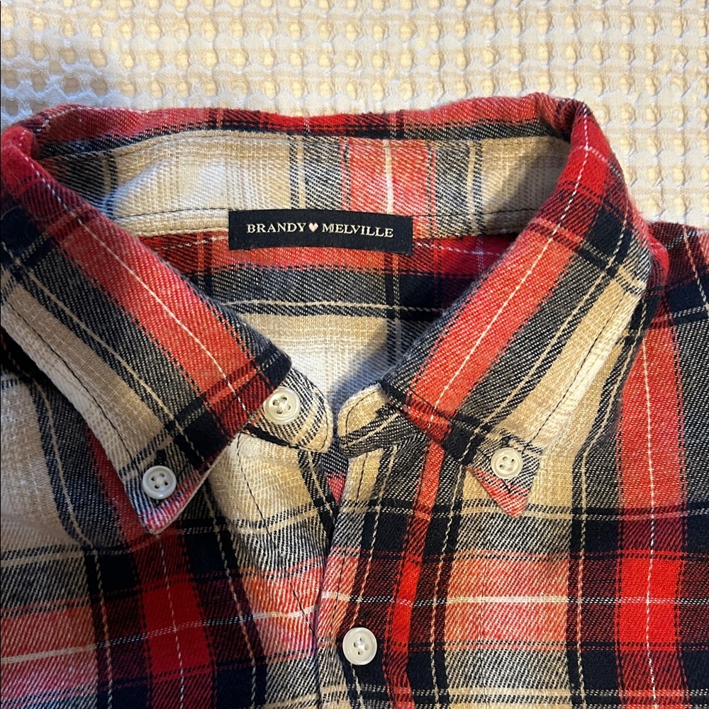 Brandy Melville Red and Black Checkered Shirt